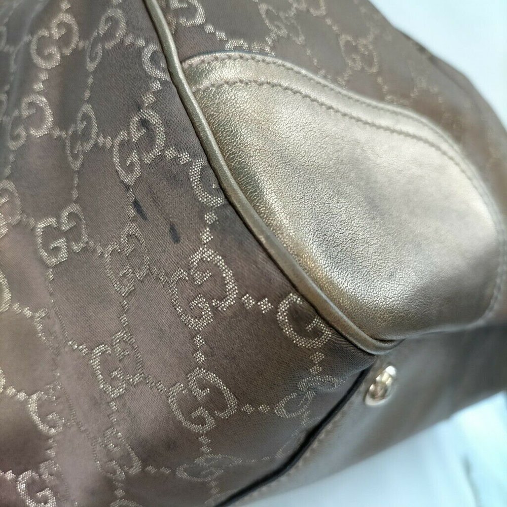 Gucci Tote Bag GG Canvas Light Brown Silk Satin - Picture 6 of 16